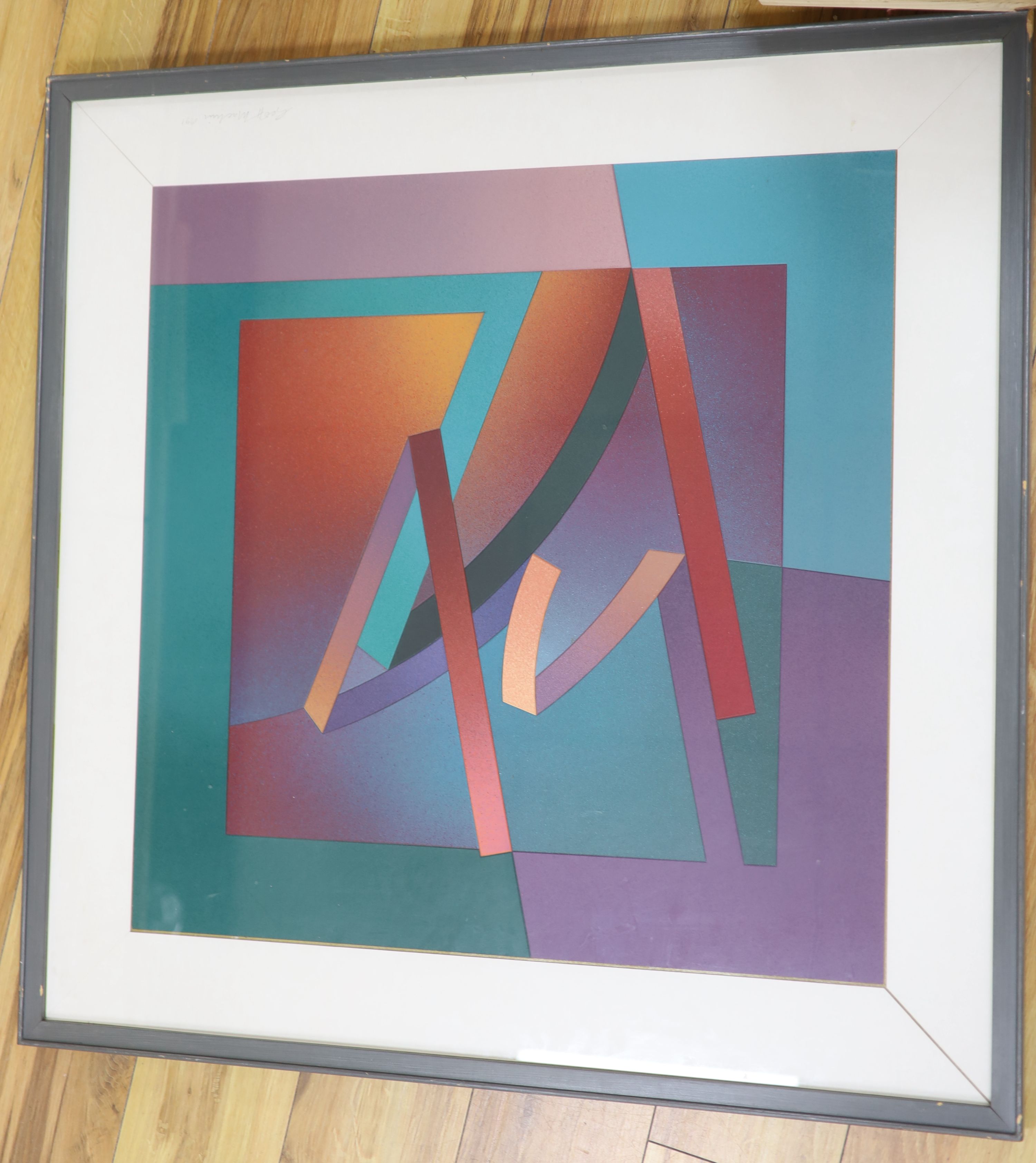 Geoffrey Machin (1937-), mixed media and collage, Untitled, signed and dated 1991, 68 x 68cm